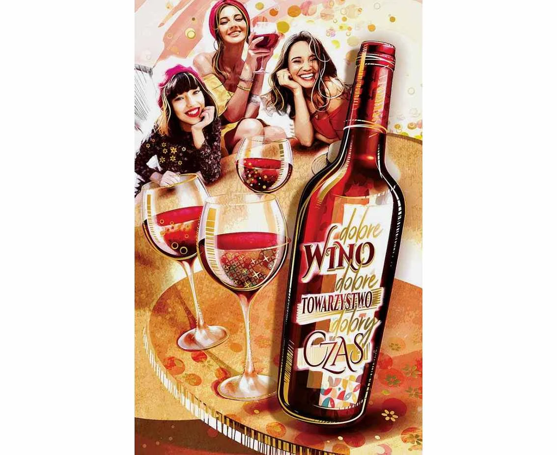 General greeting card, Bottle of wine, 13x20,5 cm
